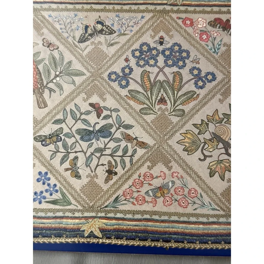 Pimpernel Rare Embroidery Pattern Cork Back Placemats Set Of‎ 6 In Box 9x12